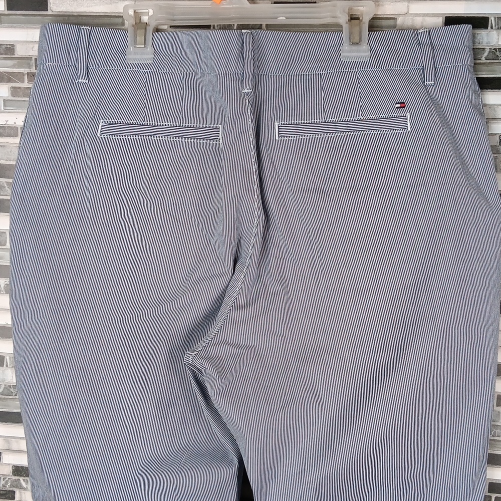 Tommy Hilfiger Womens 12 Blue Pin Striped Chinos Straight Legged Pants - Picture 6 of 10